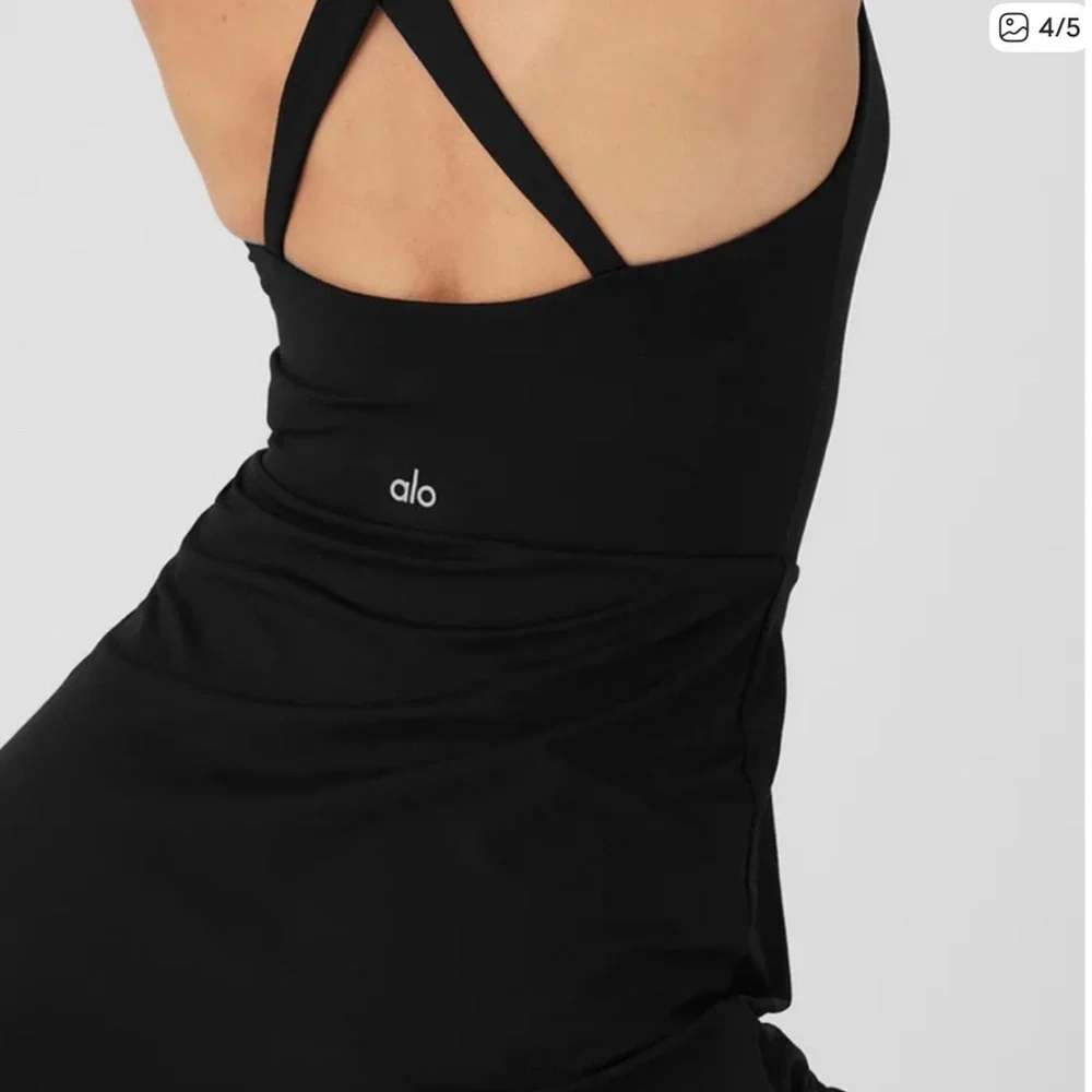 Alo Yoga Women's Alosoft Showcase Stretch Jersey Dress -‎ Black Small